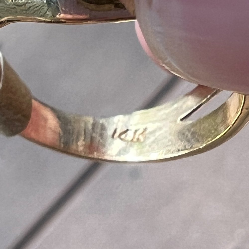 14kt yellow gold ring with 10 diamonds, size 5.75 - Picture 4 of 4